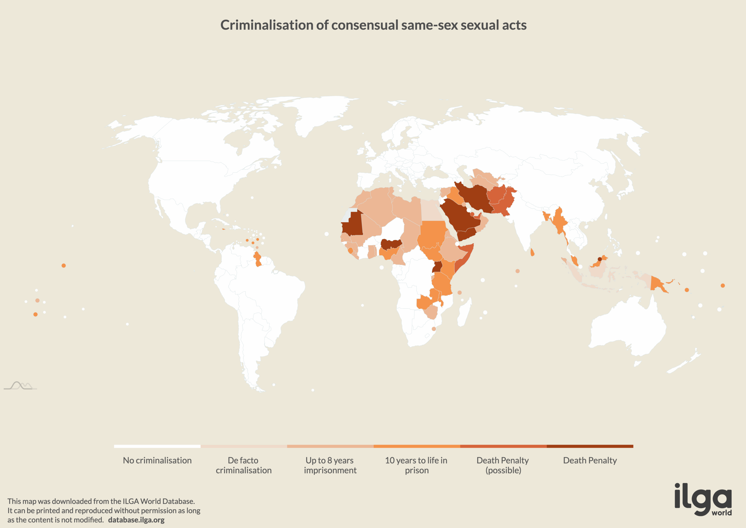 L'image est une carte de l'ILGA intitulié "Criminalisation of consensual same-sex sexual acts". Elle consiste en un planisphère relevant les pays criminalisant les rapports homosexuels. On peut y voir que le Moyen-Orient et l'Asie de l'Est, ainsi que l'Afrique du Nord et de l'Ouest représentent la majorité des pays criminalisant l'homosexualité.